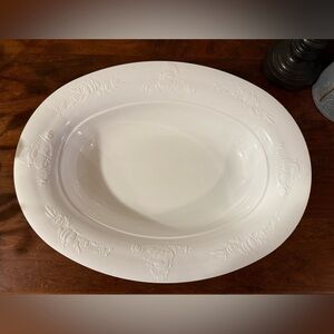 Elegant White Embossed Serving Platter